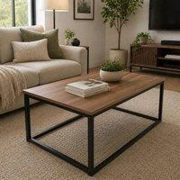 FORGEVIO Wood Effect Modern Coffee & Sofa Side End Table Set in Brown