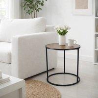 FORGEVIO Rustic Oak Round Coffee Side Table Living Room
