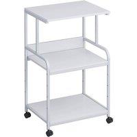 FORGEVIO 3-Tier Rolling Printer Stand Large Mobile Printer Table in White