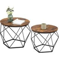 FORGEVIO Set of 2 Coffee Side Tables Robust Steel Frame Living Room