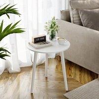 FORGEVIO White Round Small End Coffee Side Table Living Room
