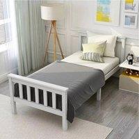 FLAVORA Single Bed With MAttress White Solid Pine Bed Frame | Size: Cot