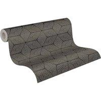 Havendro Geometric Floral Diamond Metallic Wallpaper Black Gold