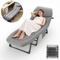 FLAVORA Single Folding Sleeping Cot Guest Bed Outdoor in Grey