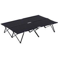 NESTLUNE y Double Camping Folding Cot Outdoor Portable Sleeping in Black