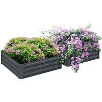 NESTLUNE Set of 2 Raised Garden Bed Galvanised Planter Box in Grey | Size: 1.25kg