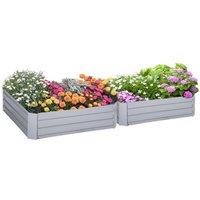 NESTLUNE Set of 2 Raised Garden Bed Galvanised in Grey | Size: 1.25kg