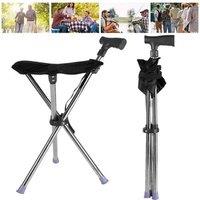NESTLUNE Walking Stick Seat Portable Walking Stick Stool in Black