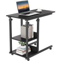 NESTLUNE Black Height Adjustable Mobile Over Bed Table | Size: 100 cm x 15 cm