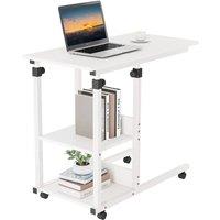 NESTLUNE White Height Adjustable Mobile Over Bed Table | Size: 100 cm x 15 cm