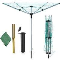 FLAVORA 60M 4 Arm Rotary Folding Washing Line Airer in Metallic Silver | Size: 0.6m2