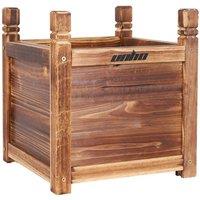 FLAVORA Small (30 x 30 x 33 cm) Outdoor Wooden Raised Plant Display Bed in Brown | Size: 100g