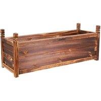 FLAVORA Large (90 x 30 x 33 cm) Outdoor Wooden Raised Plant Display Bed in Brown | Size: 100g