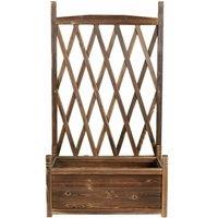 FLAVORA Wooden Raised Plant Bed With Climbing Trellis in Brown | Size: 100g