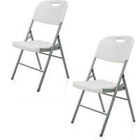 EONLION 2 x Folding Plastic Chairs Indoor Outdoor in White