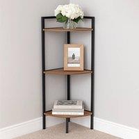 ERGOVEXA 3 Tier Rustic Corner Cabinet Free Standing Bookcase Shelving Display in Black