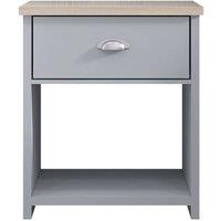 ERGOVEXA Grey Lamp Table Bedside with one drawer & Oak effect table top