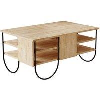 ERGOVEXA 3 Tier Natural Oak Coffee Table Scratch Resistant Metal Frame in Brown