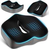 VOGREX Ergonomic Memory Foam Orthopedic Seat Cushion Non Slip Washable Cover