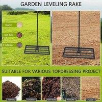 VOGREX Black Lawn Level Rake 75x25cm 183cm Steel Extended Handle | Size: 75x25 cm