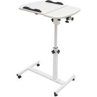 VOGREX Height Adjustable Rolling Laptop Overbed Sofa Tray Table in White