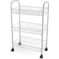 VOGREX White 3-Tier Rolling Fruit Veg Storage Trolley Cart Kitchen Rack