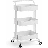 VOGREX White 3-Tier Wheeled Storage Trolley Kitchen Bathroom Rack