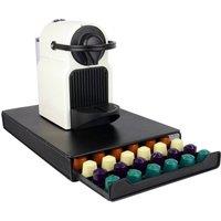 VOGREX Black Coffee Machine Stand With 60 Nespresso Pod Drawer Storage