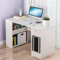 FORGEVIO Computer Desk H Shaped PC Laptop Gaming Table W/ Book Shelves in White