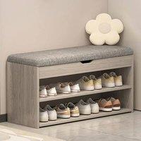FORGEVIO Shoe Bench Shoe Storage Rack Cabinet Organiser with Cushion in Grey