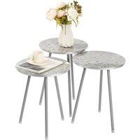 KORVIXA Grey Set 3 Round Wood/Metal Nesting End Tables