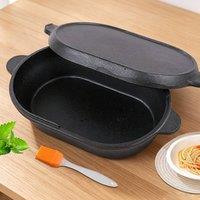 Ventryn Cast Iron Dutch Oven Pre-Seasoned Cast Iron Pot & Skillet in Black