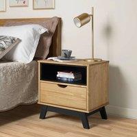 FORGEVIO Bedside Cabinet Antique Wax Solid Pine Mercers Furniture in Brown
