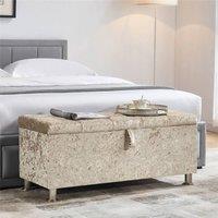 FORGEVIO Storage Ottoman Seat Stool Bench Chest Toy Box Pouffee Champagne