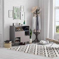 FORGEVIO Modern Shoe Storage Cabinet Sideboard Anthracite & Mocha Grey