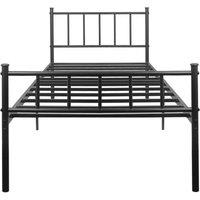 NESTLUNE Black 1x 3ft Single Metal Bed Frame with Headboard Footboard | Size: Cot