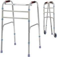 FLAVORA Folding Lightweight Walker Mobility Elderly Walking Aid without Seat in Silver