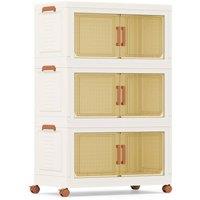 Kelvenix 3-Pack Stackable Plastic Storage Boxes in Brown