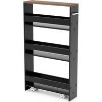 Kelvenix 4-Tier Slim Utility Storage Cart in Black | Size: 0.6m2