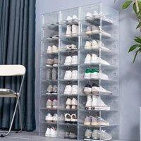 SPETLEK 12x Stackable Foldable Boxes Trainers Organiser in Clear | Size: Large