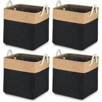 Havendro 4X Cube Fabric Storage Bins Foldable Handles in Black