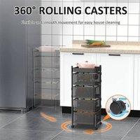 EONLION 4 tier Kitchen Rotating Storage Trolley Cart in Black | Size: 100 cm
