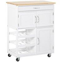 NESTLUNE Rolling Kitchen Island Trolley Storage Cart in White | Size: 100 cm x 15 cm