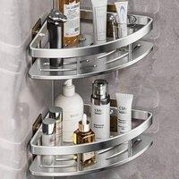 Nordara 2PCS Self-Adhesive Corner Shower Caddy in Silver