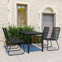 Berkfield Home 5 Piece Outdoor Dining Set Poly Rattan & Glass in Black