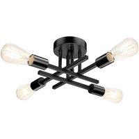 INMTFEI 4 Light Semi Flush Mount Ceiling Light Matte Black Industrial Fixture