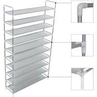 Berkfield Home Shoe Rack with 10 Shelves Metal & Non-woven Fabric Silver