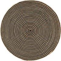 Berkfield Home Handmade Rug Jute with Spiral Design Black 90 cm | Size: Medium