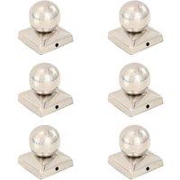 Berkfield Home Post Caps 6 pcs Globe Final Stainless Steel 71x71 mm in Silver