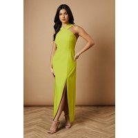 Oasis Women's Halter Neck Split Maxi Dress in Chartreuse | Size: 12